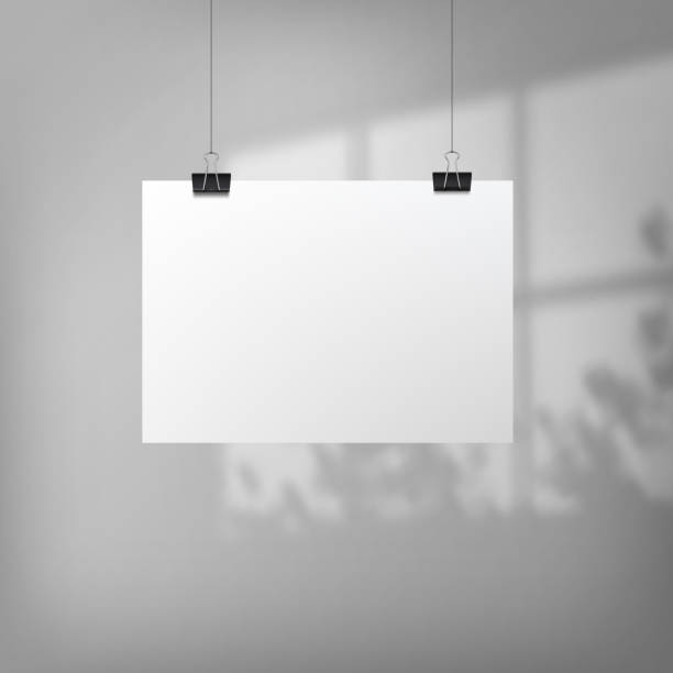 istock Abstract poster design with hanging paper. Hanging paper poster mockup. 1331048858