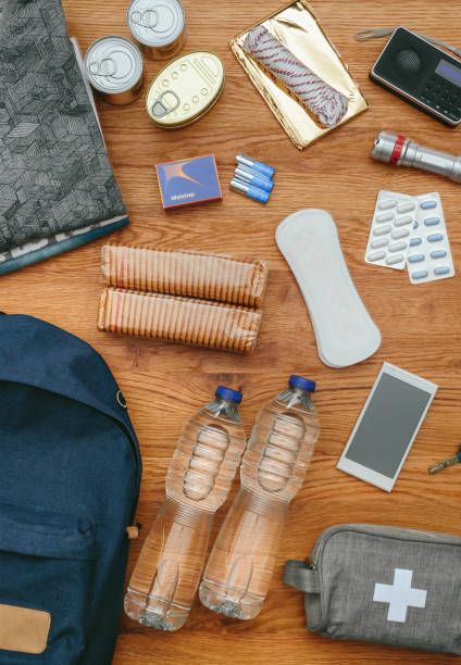istock Aerial view of emergency backpack preparations 1331048887