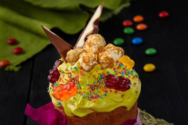 istock Yellow whipped egg whites with sweets onEaster cake 1331053251