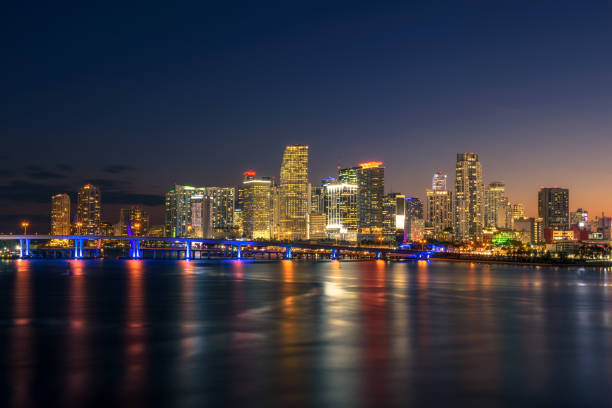 istock Downtown Miami Skyline and Biscayne Bay at night 1331057259
