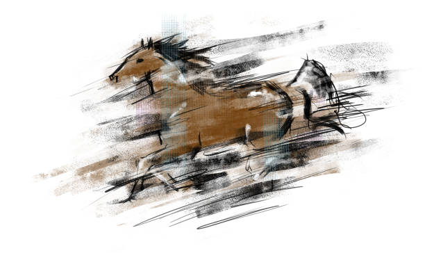 istock horse running - artwork on white background. Hand drawn picture. 1331057320