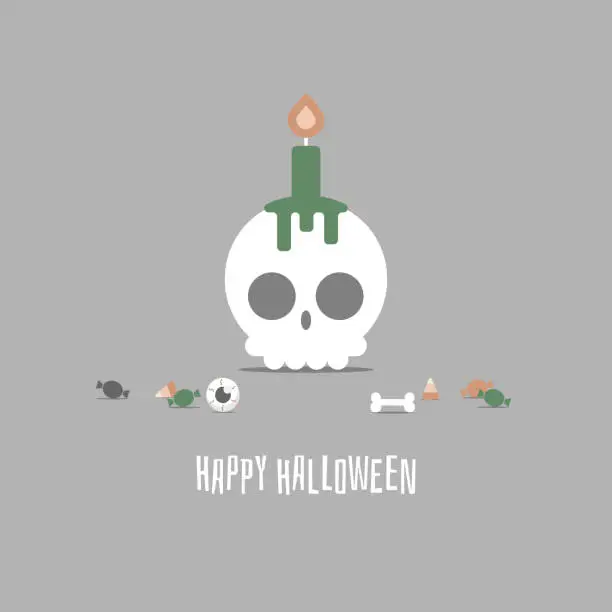 Vector illustration of happy halloween holiday festival with cute skull