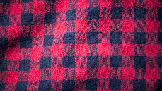 Flannel fabric of red and black squares