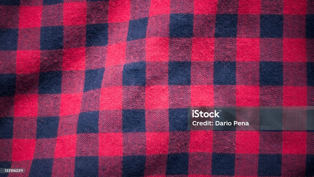 Red and black plaid shirt Flannel fabric of red and black squares Lumberjack Shirt Stock Photo
