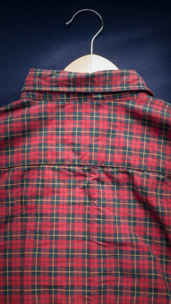 istock Plaid shirt on wooden hanger 1331062320
