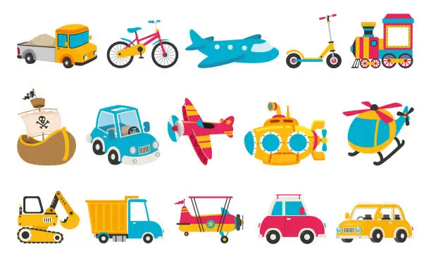 Vector illustration of Set Of Various Colorful Toys