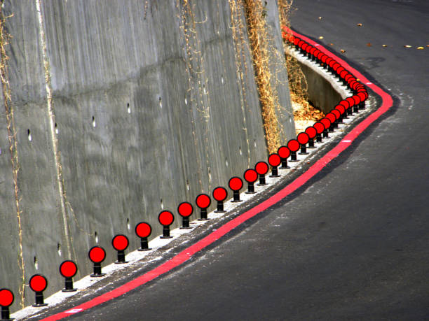 istock Road reflector beside a curved road,Traffic reflector,Road reflector 1331063735