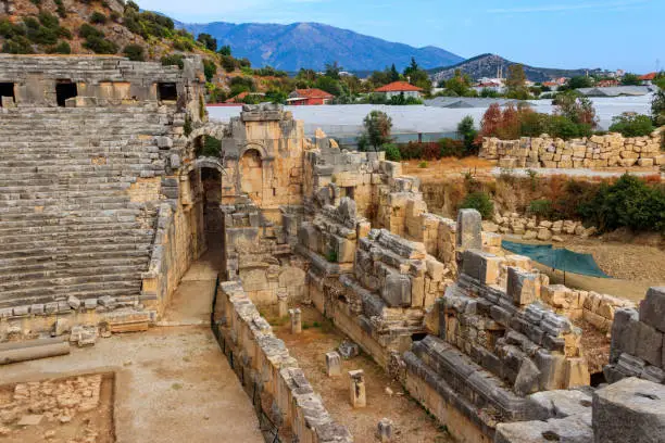 Photo of Ruins of ancient Greek-Roman theatre of Myra in Demre, Antalya province in Turkey