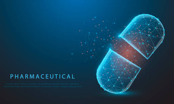 istock Pills. Abstract polygonal wireframe light capsule in blue background. Medical, pharmacy, health, vitamin, antibiotic, pharmaceutical, treatment concept illustration. glowing blue or low polygon. 1331070587