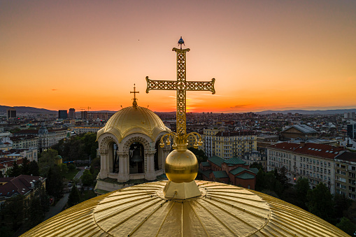 Russian orthodox spiritual and cultural center and Holy Trinity orthodox cathedral located quai Branly in Paris, France