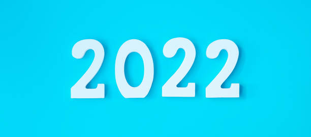 istock 2022 white text number on blue background. Resolution, plan, review, goal, start and New Year holiday concepts 1331076653