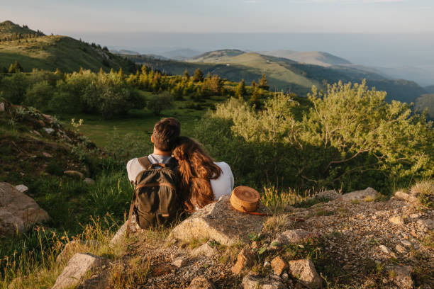 istock Couple leaning heads on each other looking at the view 1331079206