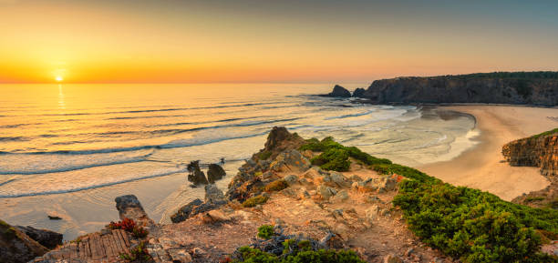 istock Landscape with sunset over Portuguese West coast and sandy Praia de Odeceixe 1331090973