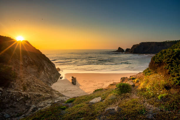 istock Landscape with sunset over Portuguese West coast and sandy Praia de Odeceixe 1331091580
