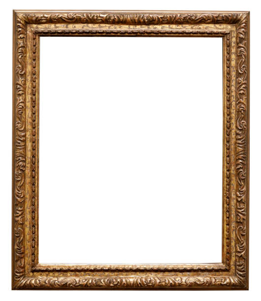 istock Old picture frame, gold color, with ornaments and decorations. 1331092287