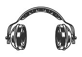 istock Protective headphones vintage template 1331096815
