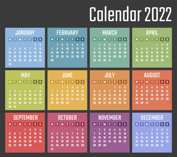 kalendarz na rok 2022 rozpoczyna się w poniedziałek, projekt kalendarza wektorowego 2022 rok - calendar september personal organizer event stock illustrations