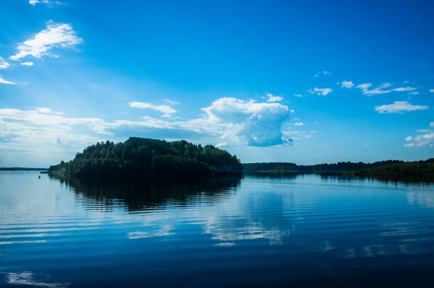 The lake scene of Burntside Lake, Ely Minnesota. Located in the Superior National Forest. Burntside Lake, a popular tourist destination in the summer in Minnesota. Beautiful scenic area adjacent to the Boundary Water Canoe Area.