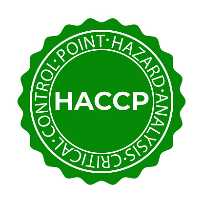 HACCP stamp. Hazard analysis critical control points icon. Vector logo template.