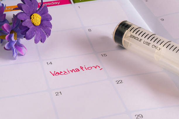 istock Appointment to vaccination on calendar to reminder. 1331109921