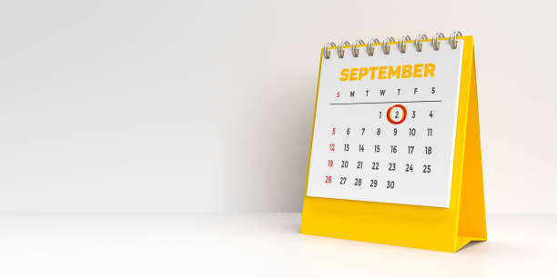 istock Monthly 3D calendar for 2nd September reminder for Labor Day celebration 1331116614