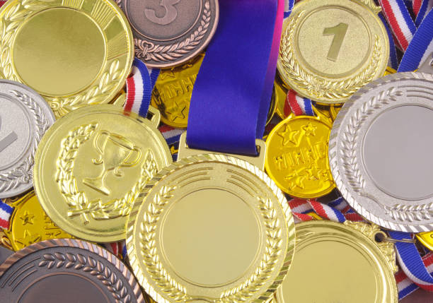istock Gold, silver and bronze medals background 1331119591
