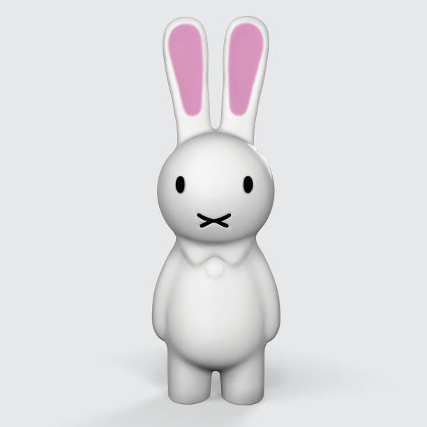 istock Greeting card with with white Easter rabbit. Funny bunny. Easter Bunny 3d-illustration 3d-rendering 1331124223