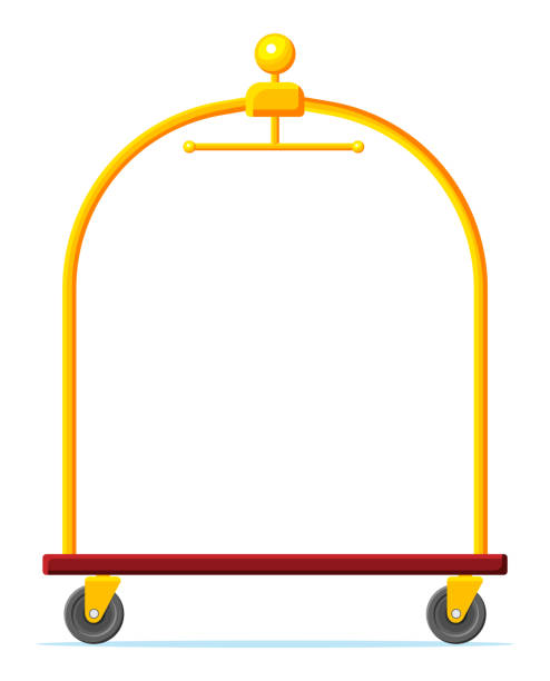 ilustrações de stock, clip art, desenhos animados e ícones de empty hotel luggage cart. hotel baggage trolley - luggage cart baggage claim luggage hand truck