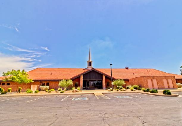 istock Modern Brick Church With White Steeple 1331129629