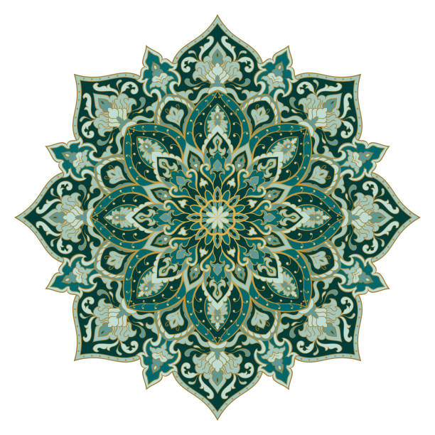 Emerald indian mandala. vector art illustration