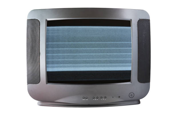 istock Old black tv with clutter on the screen on a white background.Vintage TVs 1980s 1990s 2000s. 1331132188