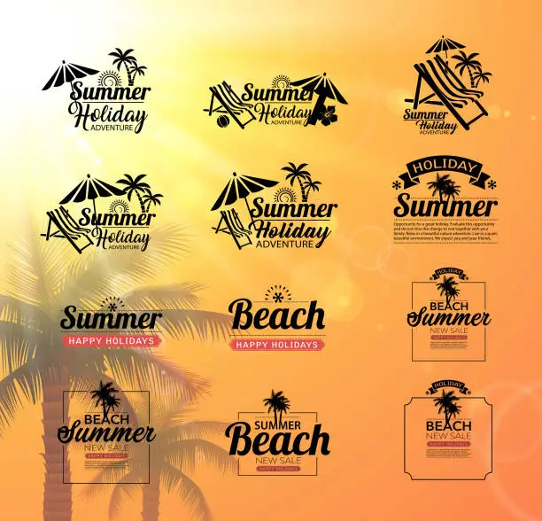 Vector illustration of sunny season labels