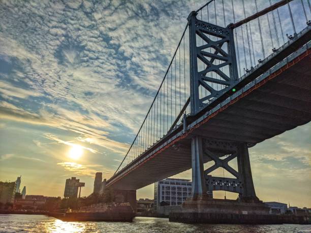 istock Sunset over the Ben Franklin Bridge 1331132463