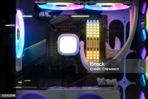 Pc Inside Led Closeup And Inside High Performance Desktop Pc And Cooling System On ...