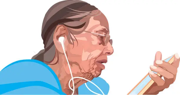 Vector illustration of Old Woman Enjoy Music And Discuss
Business