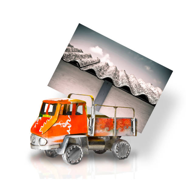 Truck loaded asbestos panel - Removal amiante concept image