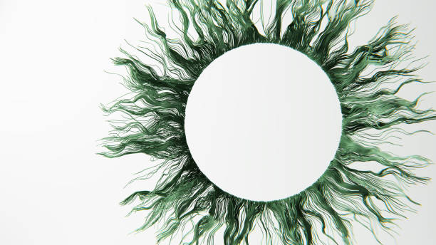 istock 3D illustration of green threads floating in an empty space 1331147195