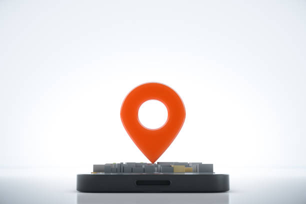 istock Smartphone with navigator map and pointer. Navigation, location route, travel and tourism  planning concept. 3D illustration. 1331148378