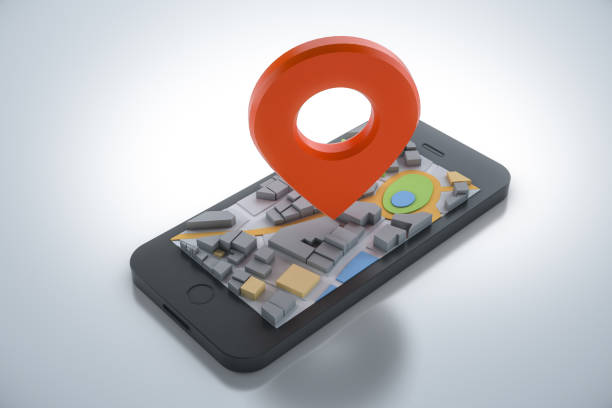 istock Smartphone with navigator map and pointer. Navigation, location route, travel and tourism  planning concept. 3D illustration. 1331148414