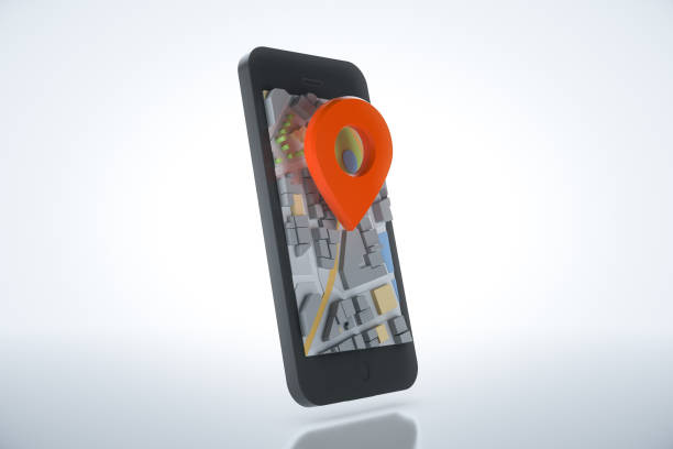 istock Smartphone with navigator map and pointer. Navigation, location route, travel and tourism  planning concept. 3D illustration. 1331148469