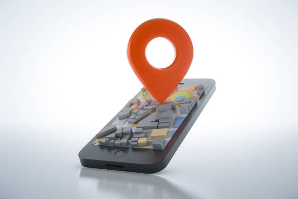 istock Smartphone with navigator map and pointer. Navigation, location route, travel and tourism  planning concept. 3D illustration. 1331148758
