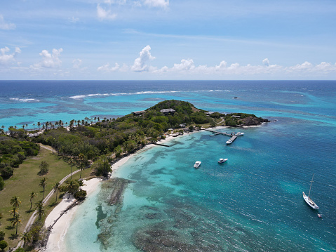 Aerial view of the the tip of Petit St. Vincent