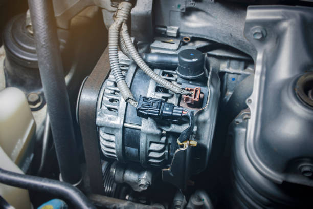 istock Car alternator and timing belt in benzine engine 1331156134