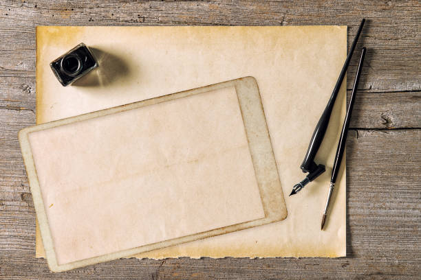 istock Photo frame mockup letter paper Vintage style flat lay 1331162582