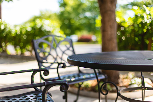 In Western Colorado Patio Furniture at Sidewalk Bistro Cafe (Shot with Canon 5DS 50.6mp photos professionally retouched - Lightroom / Photoshop - original size 5792 x 8688 downsampled as needed for clarity and select focus used for dramatic effect)