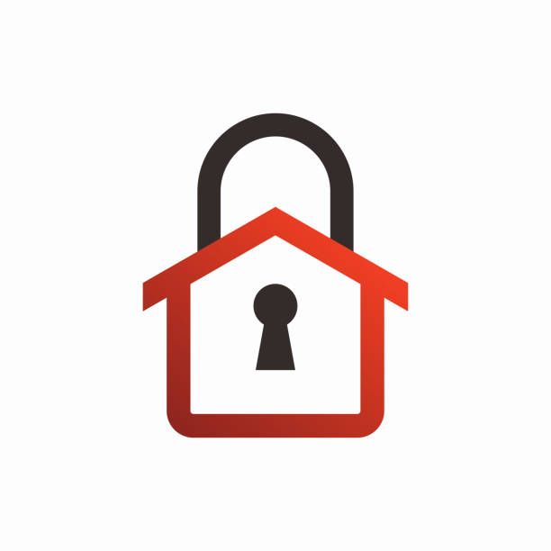 bildbanksillustrationer, clip art samt tecknat material och ikoner med lock house logo template design - security home