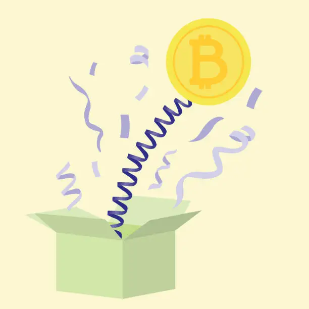 Vector illustration of Rise of bitcoin concept. Unpredictable bitcoin value.