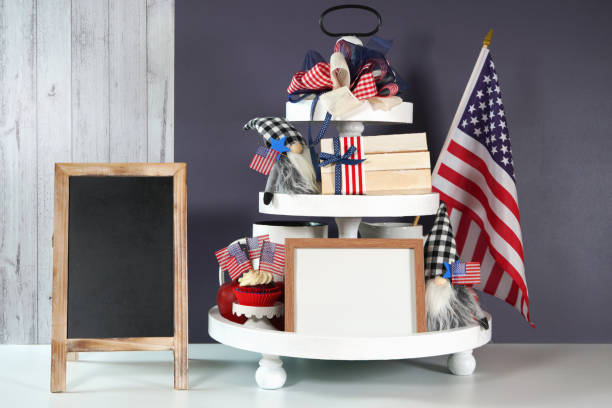 istock Fourth July Farmhouse aesthetic three tiered tray decor. 1331177930