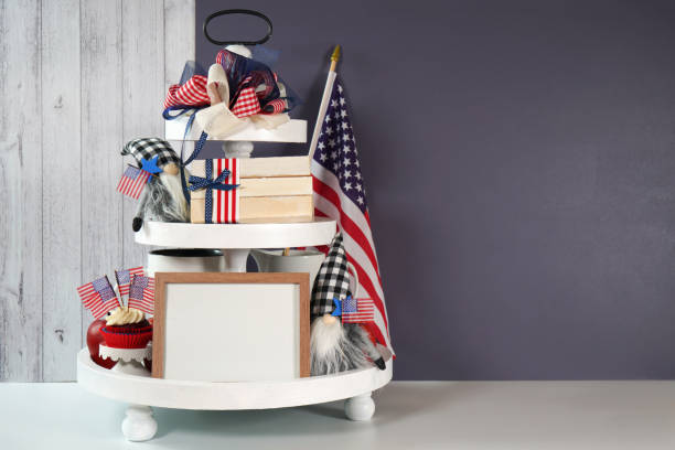 istock Fourth July Farmhouse aesthetic three tiered tray decor. 1331178449