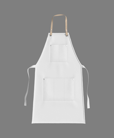 Blank leather apron mockup, clean apron, design presentation for print, 3d illustration, 3d rendering